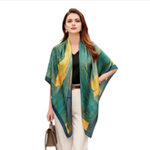 180x90 Seidenschal Grün Gelb Designer Kunst N270